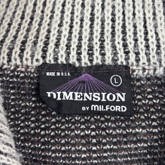 Vintage 70s Women’s Cardigan Sweater L Aztec Print Brown Dimensions Hippie Boho - Picture 3 of 15